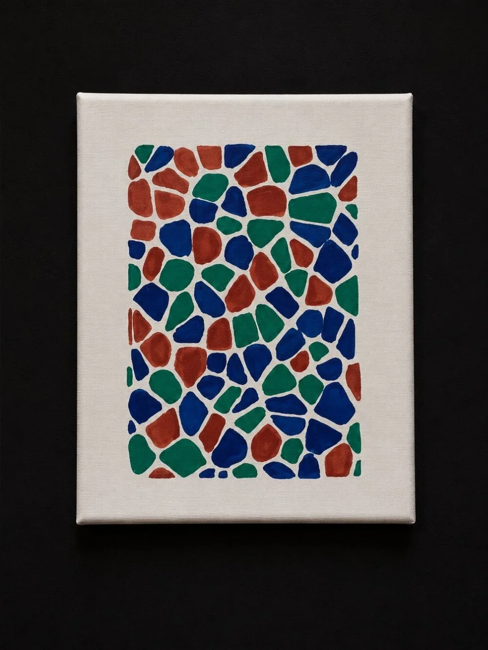 Handmade Abstract Mosaic Canvas Wall Art 8x10 Blue Green Modern Decor USA Gift